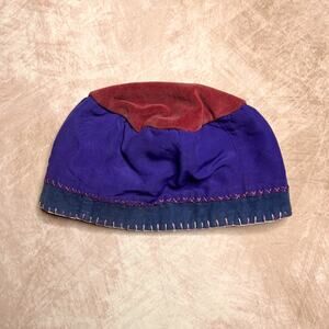 Vintage 90s Handmade Patchwork Beanie Hat Cap Multicolor Reversible Corduroy